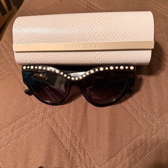 Jimmy Choo Sonya GS Pearl-Embellished Tortoise Sunglasses - Picture 2 of 4